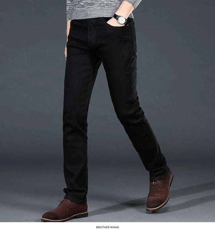 Men's Classic Black Jeans Elastic Slim Fit Denim Jean Trousers Male Plus Size 40 42 44 46 Business Casual Pants Brand