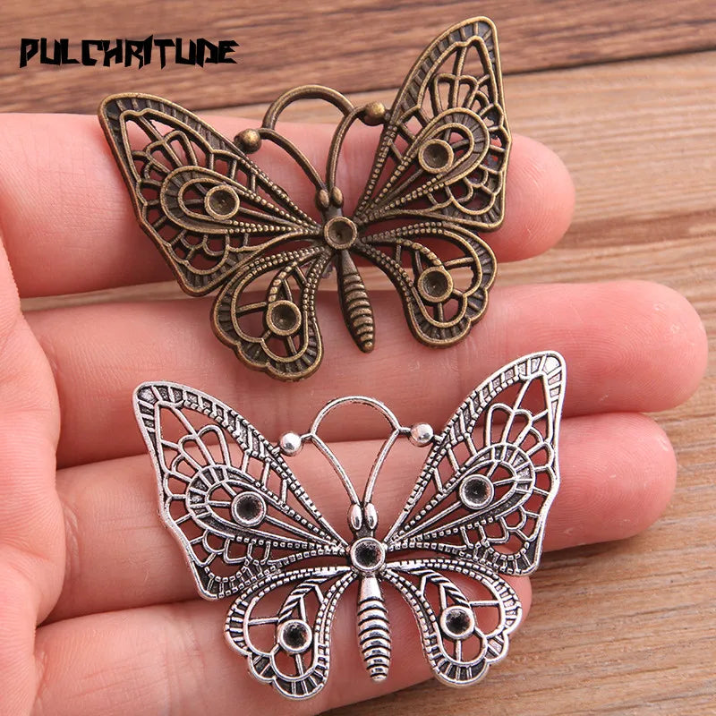 4PCS 37*46mm New Product Two Color Big Butterfly Charms Animal Pendant Jewelry Metal Alloy Jewelry Marking