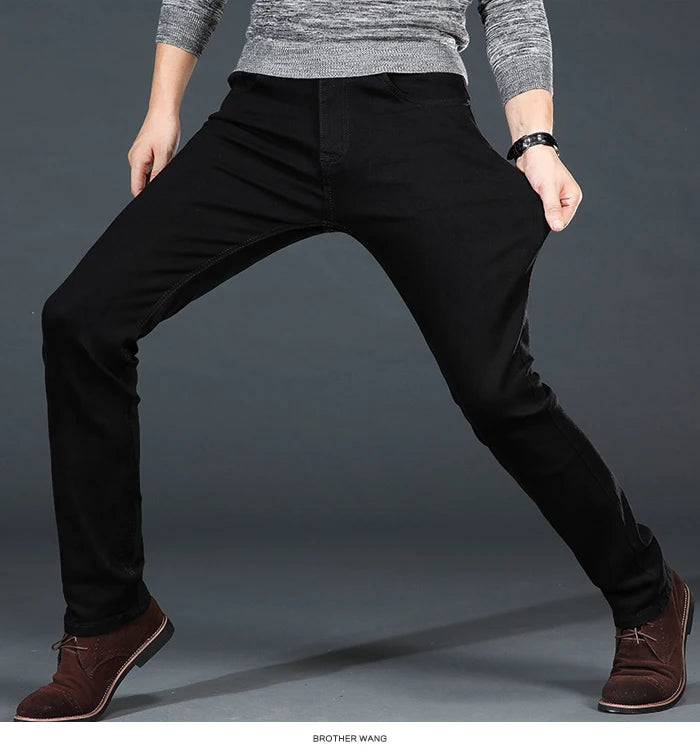 Men's Classic Black Jeans Elastic Slim Fit Denim Jean Trousers Male Plus Size 40 42 44 46 Business Casual Pants Brand