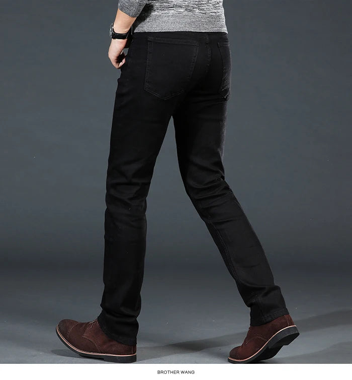 Men's Classic Black Jeans Elastic Slim Fit Denim Jean Trousers Male Plus Size 40 42 44 46 Business Casual Pants Brand