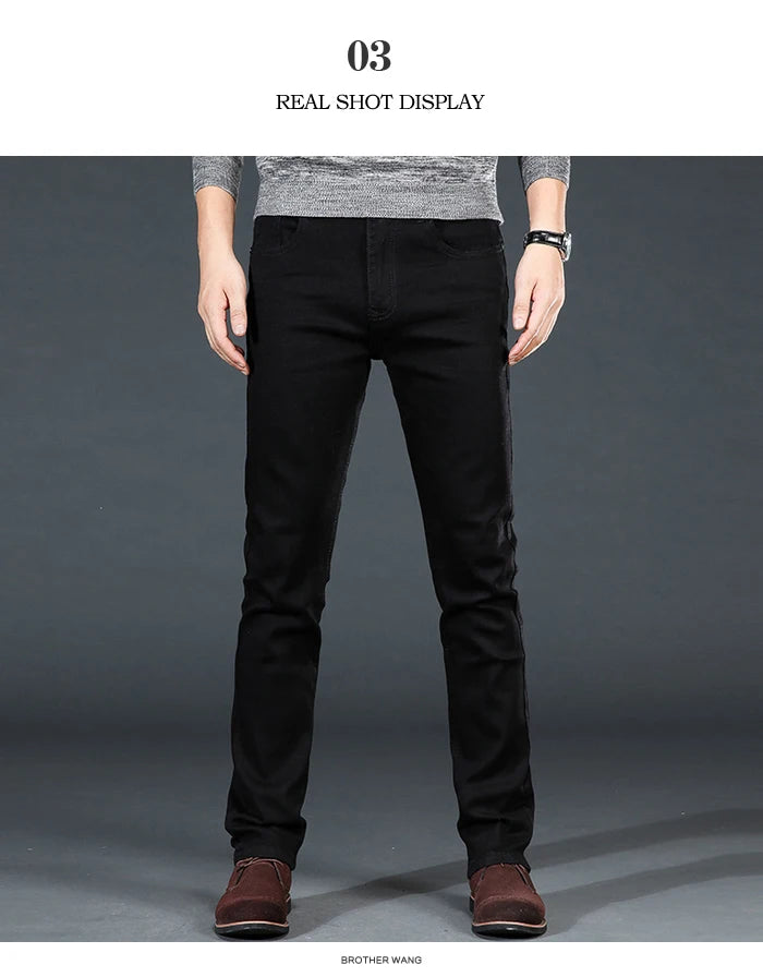 Men's Classic Black Jeans Elastic Slim Fit Denim Jean Trousers Male Plus Size 40 42 44 46 Business Casual Pants Brand