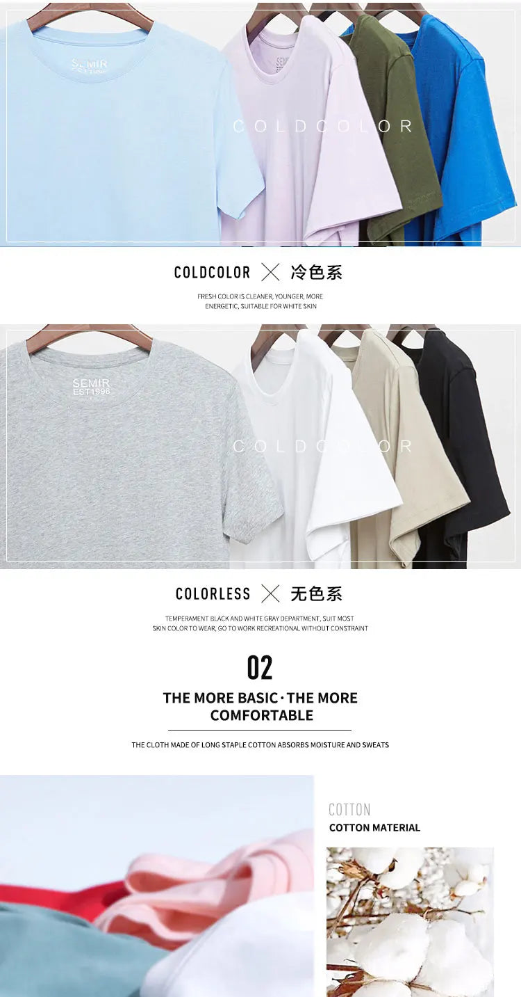 SEMIR T Shirt Men Fashion Casual Cotton T-shirts Men White Tee Shirts Short Sleeve Streetwear Summer Tops For Male