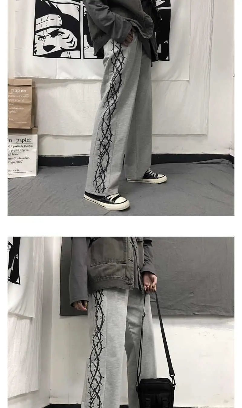 Japanese Y2k Oversize Wide Sweatpants Men Streetwear Print Casual Track Pants Male Sport Straight Trousers