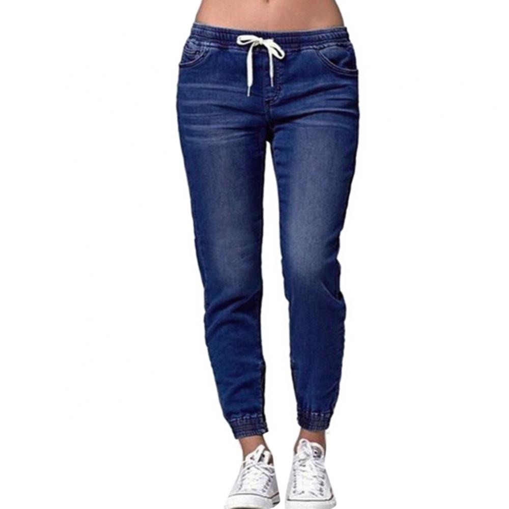 40%HOT Skinny Jeans Women Jogger Pants Plus Size Elastic Drawstring Elastic Waist Slim Stretch Jeans Ladies Pencil Pants