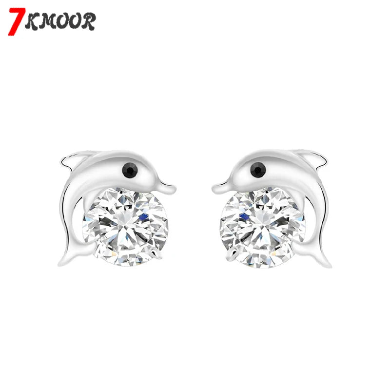 yichong Female Product Dolphins 925 Silver needle Hypoallergenic Anti-fading Zircon Earrings Temperament Fashion Ear Jewelry