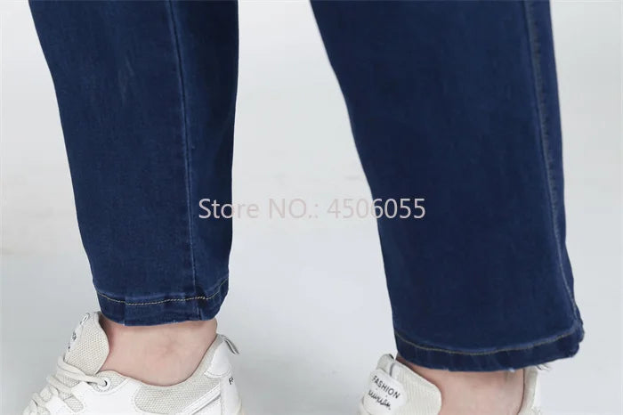 High Quality 130KG Lady Jeans 9XL Stretched Black Elastic Women Loose Trousers Plus Size Female Fit 8XL 6XL Girl Denim Pants