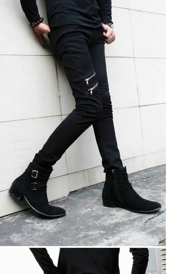 Casual Zipper Designer Men's Jeans Denim Pants 2024 Spring and Autumn Korean New Trendy Black Slim Elastic Pencil Trousers Male