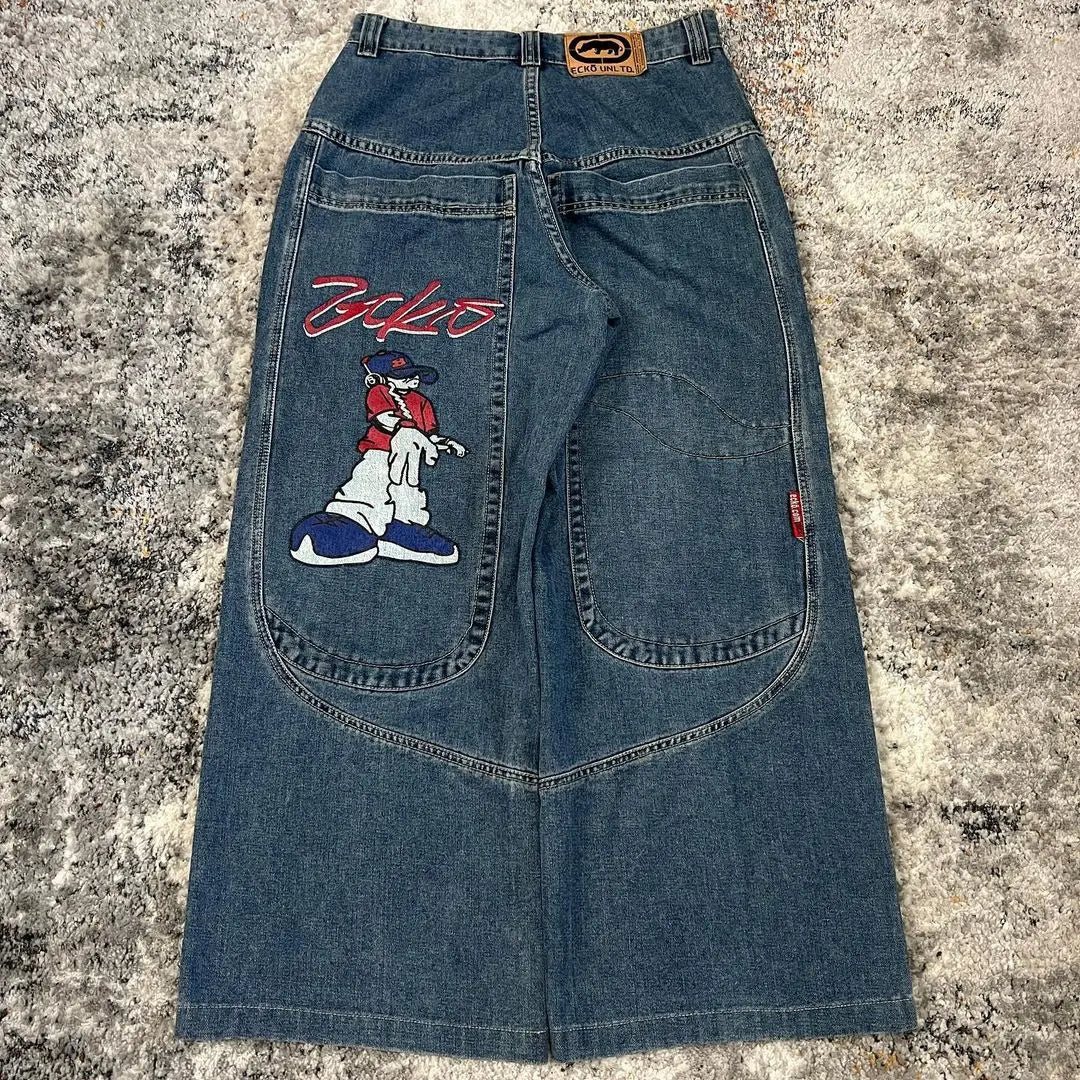 2024 Rare Vintage Y2K ECKO Plex DJ gigantic pocket wide leg baggy jeans street casual high quality pants for men and women