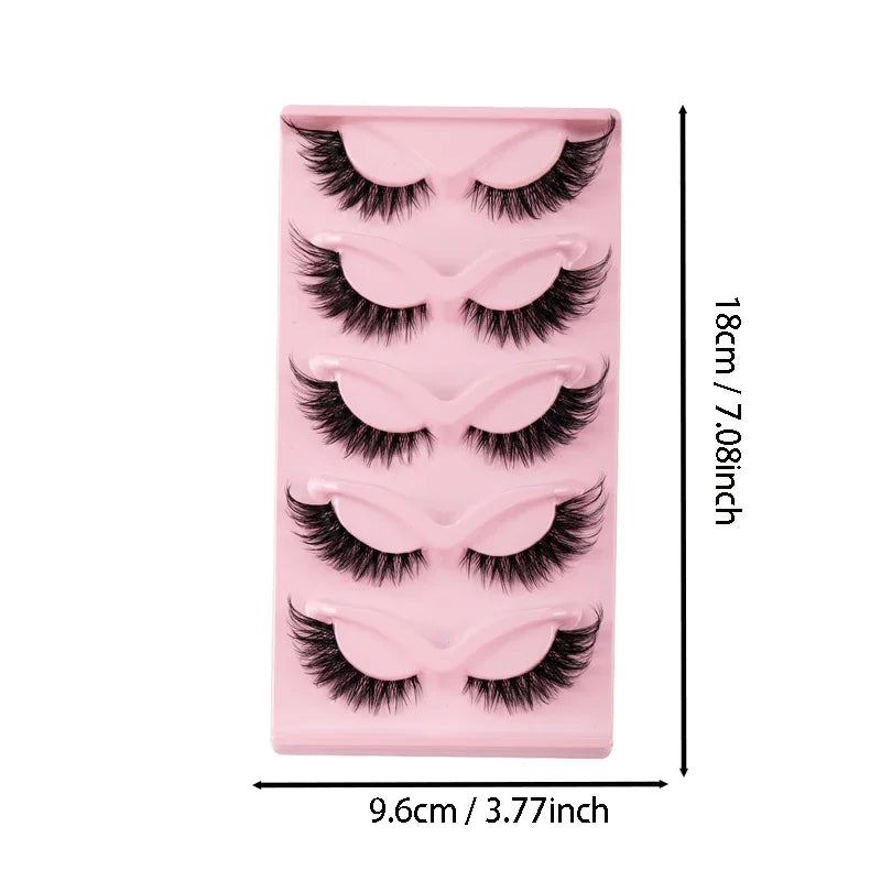 5 Pairs Cat Eye Lashes Faux Mink Eyelashes Natural long Manga Lashes Winged End Eye Elongated Eyelashes Fake Lashes Makeup