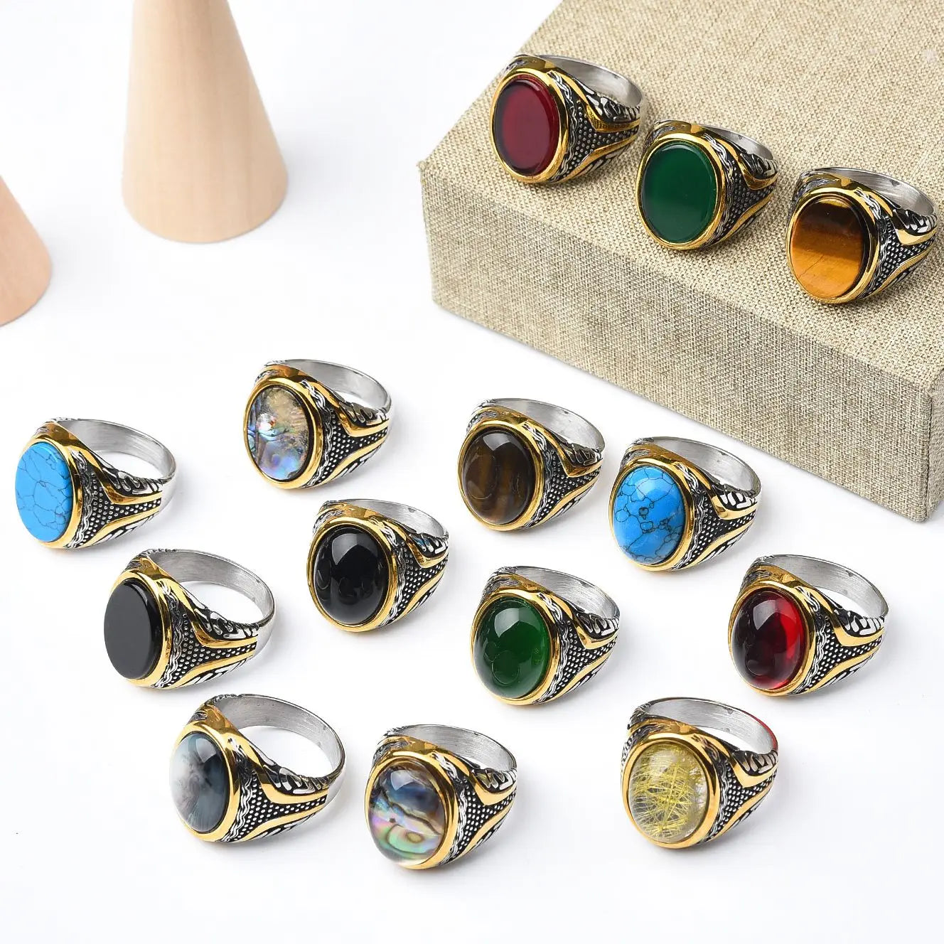 Men's/Women Many Gem style colors 316LStainless Steel Rings Classic Fashion Trend Jewelry High Quality Products