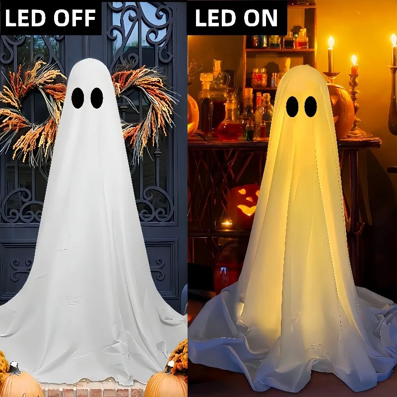 85CM Halloween Decor Light Strings Battery Front Porch Ghost Decorations Scary White Ghosts Stand Courtyard Halloween Decoration