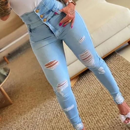 Pencil Pants Jeans Women Pencil Pants Bodycon High Waist Casual Long Pant Sheath Denim Trousers Tie Y2k Trouser Spring 2024