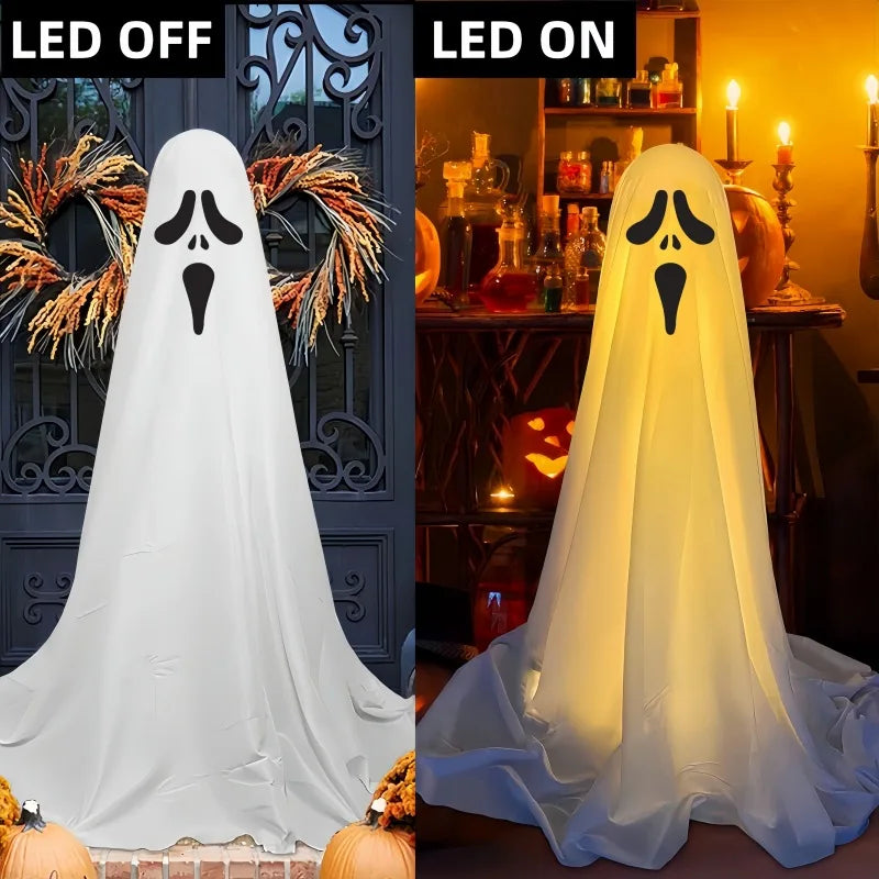 85CM Halloween Decor Light Strings Battery Front Porch Ghost Decorations Scary White Ghosts Stand Courtyard Halloween Decoration