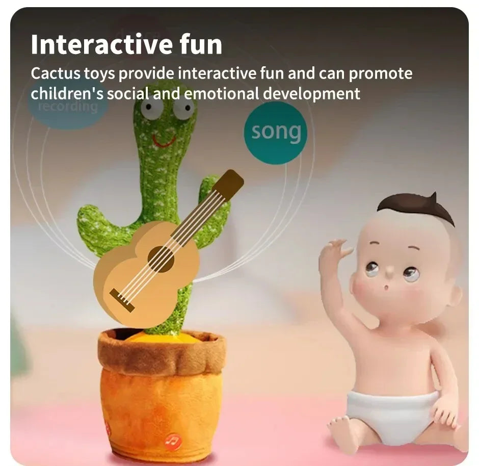 A talking cactus toy that can be charged, recorded, and repeated. Suitable for Spanish, English, and Arabic  voice changer