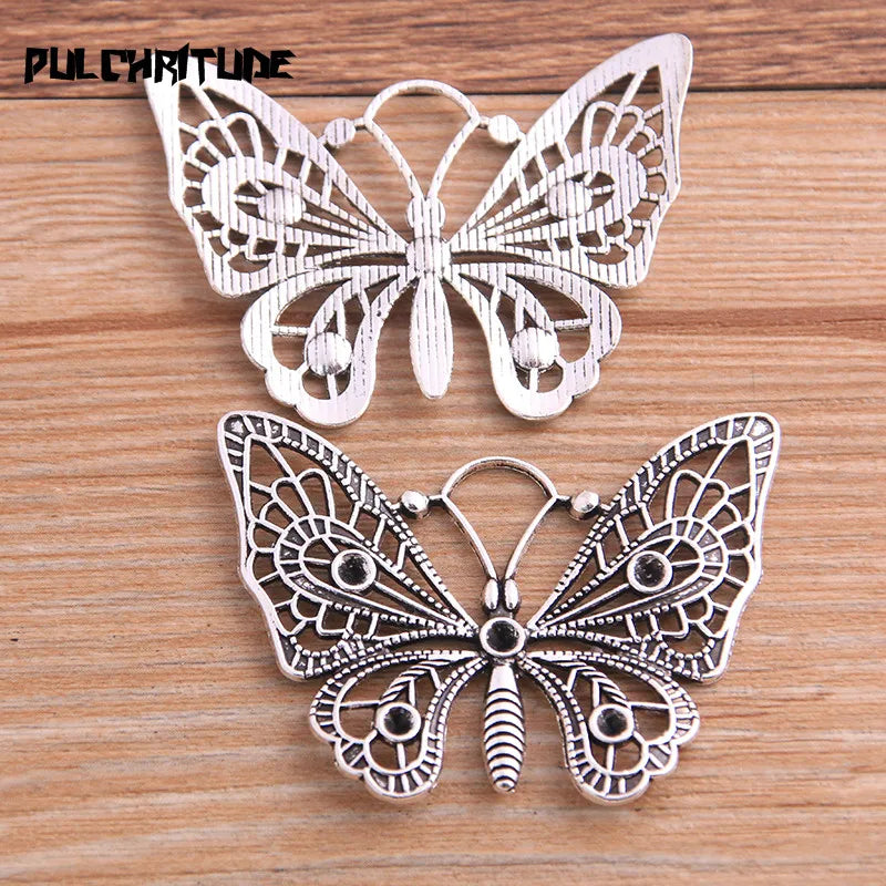 4PCS 37*46mm New Product Two Color Big Butterfly Charms Animal Pendant Jewelry Metal Alloy Jewelry Marking