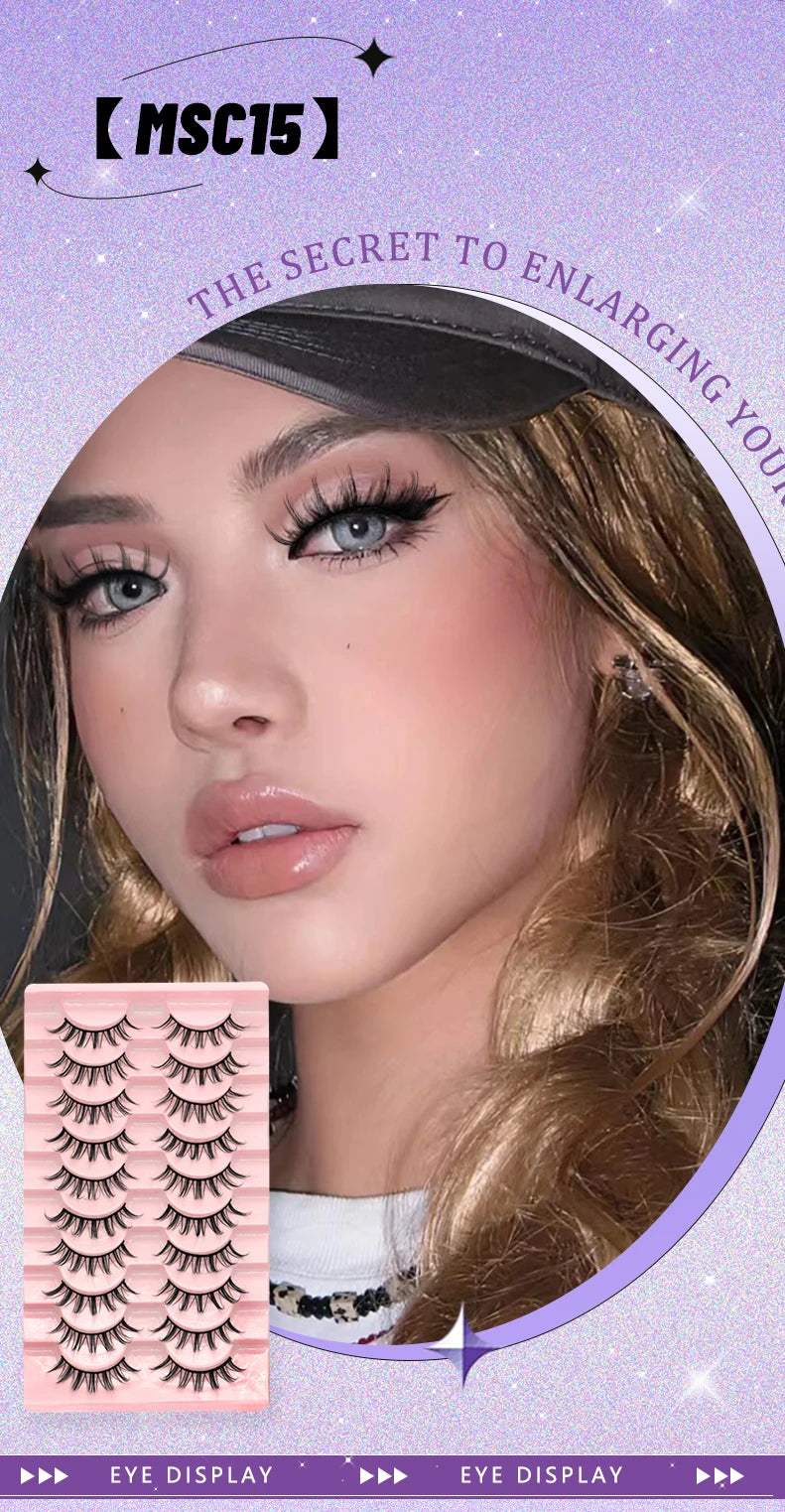 GROINNEYA 5/10 Pairs Natural False Eyelashes Manga Lashes 3d Faux Mink Lashes Soft Winged Natural Realistic Eyelash Extension