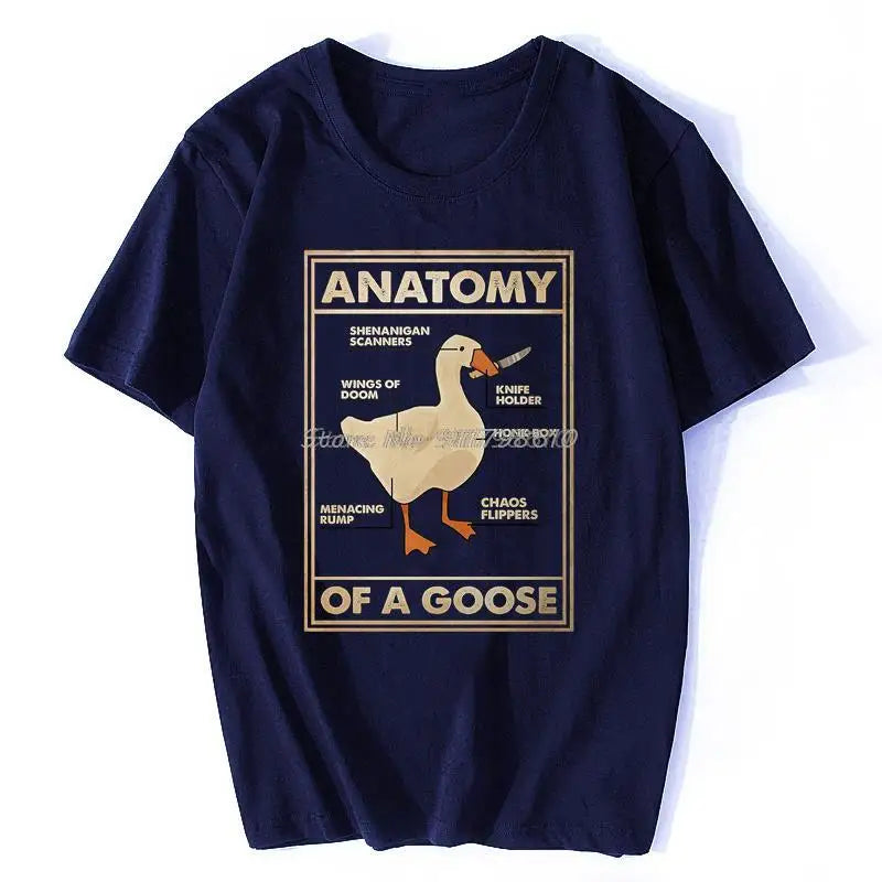 Anatomy Of A Goose Funny Duck Graphic Gaming Gamer Vintage Men's Black T Shirt Harajuku Gothic Men Tshirt Ullzang Streetwear Top