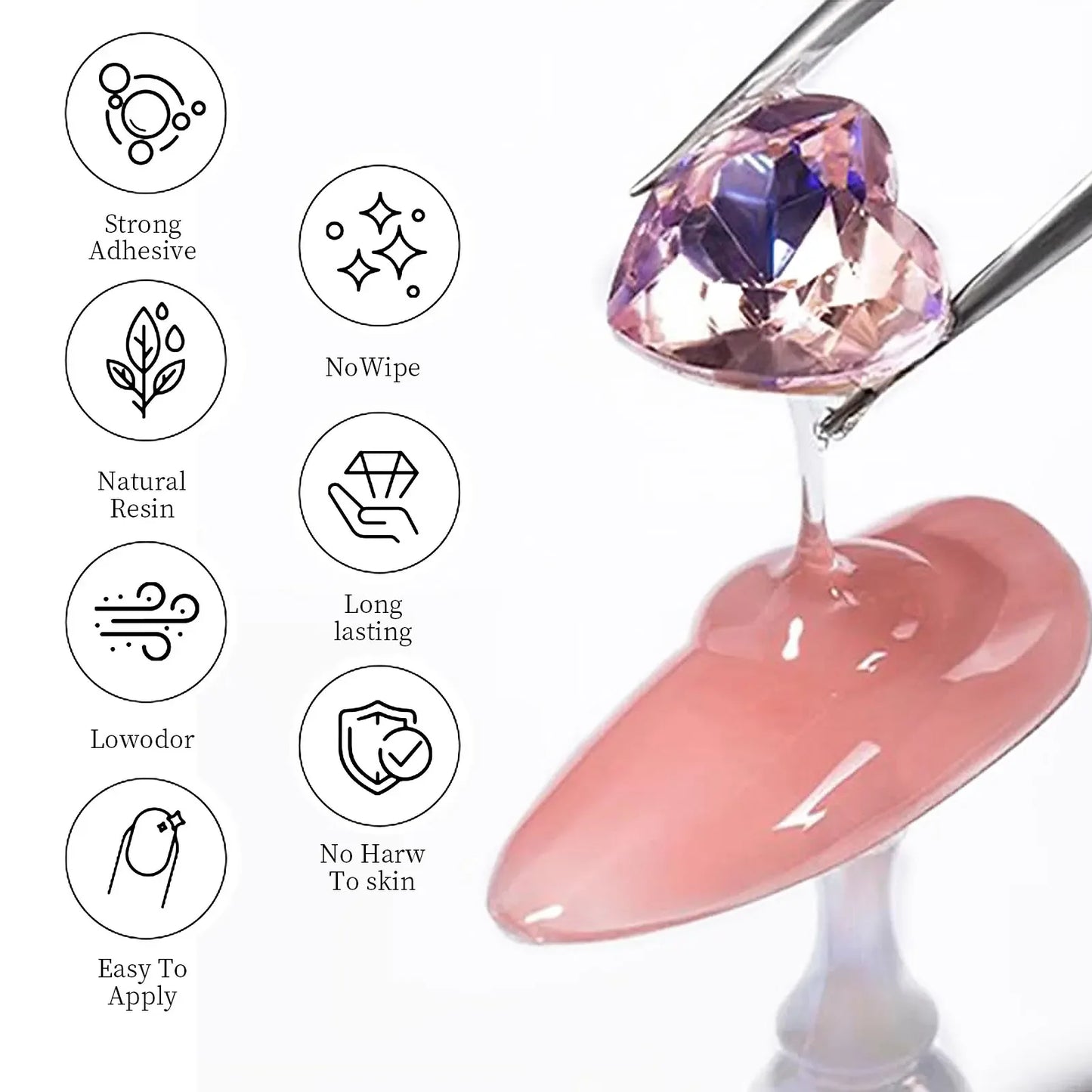 30g Nail Rhinestone Glue for Nails Super Strong Gel Nail Glue for Nail Charm 3D Nails Bling Gel Decoration Gem Nail Art Diamonds