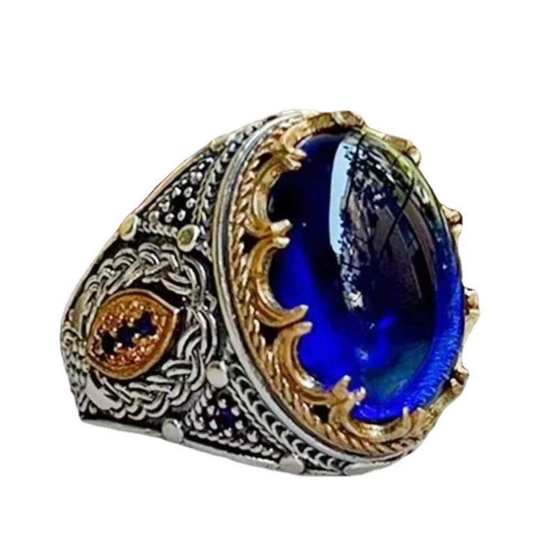 New Product Sells European and American Retro Pattern Rings, Ancient Dual Color Geometric Rings, Exquisite Men's Jewelry Rings