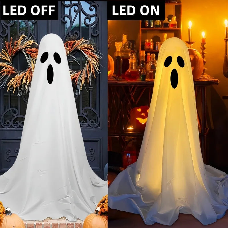 85CM Halloween Decor Light Strings Battery Front Porch Ghost Decorations Scary White Ghosts Stand Courtyard Halloween Decoration