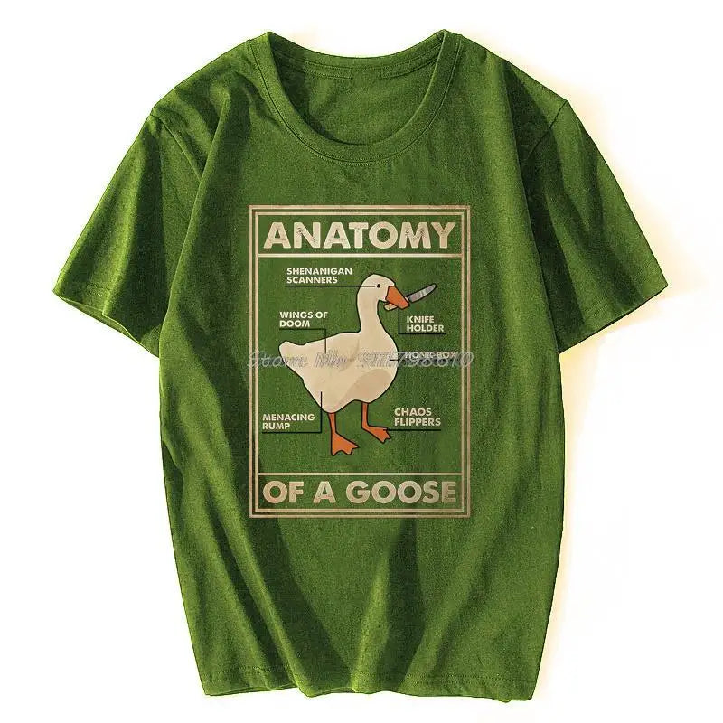 Anatomy Of A Goose Funny Duck Graphic Gaming Gamer Vintage Men's Black T Shirt Harajuku Gothic Men Tshirt Ullzang Streetwear Top