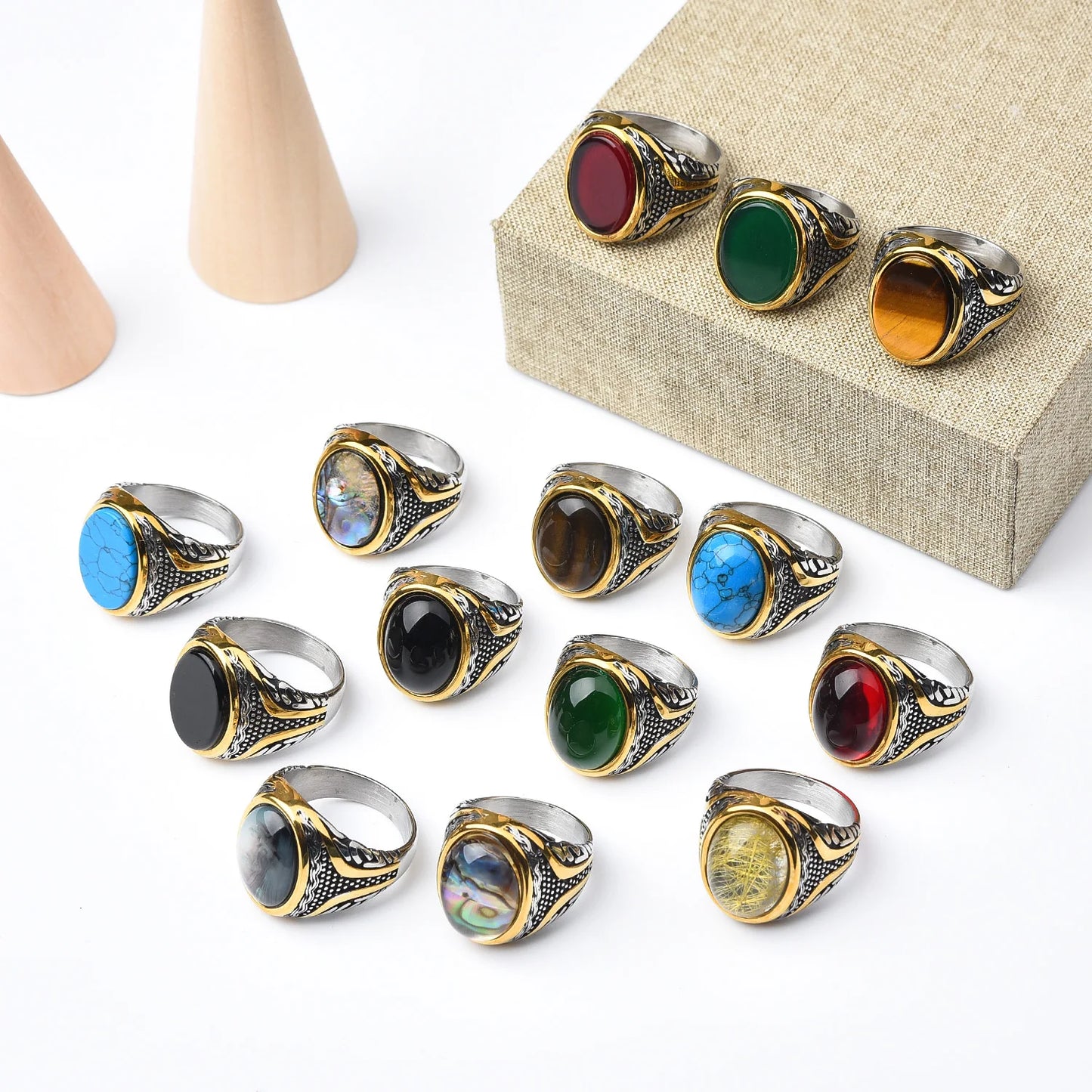 Men's/Women Many Gem style colors 316LStainless Steel Rings Classic Fashion Trend Jewelry High Quality Products