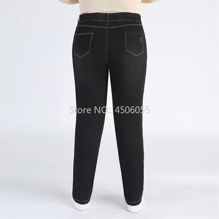 High Quality 130KG Lady Jeans 9XL Stretched Black Elastic Women Loose Trousers Plus Size Female Fit 8XL 6XL Girl Denim Pants