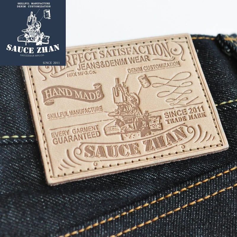 SauceZhan 316XX Casual  Selvedge Jeans Raw Denim Jeans Unwashed  Selvage Indigo Denim Jeans Straight  Mens Jeans