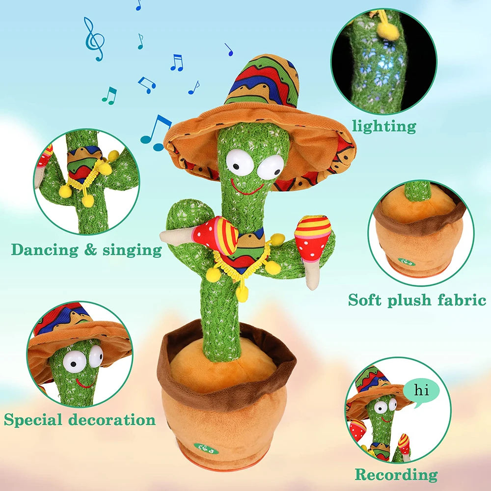 Talking Cactus Baby Toy Dancing Cactus Repeats What You say for Kids with English Songs Dancing Toy for Gift Toddle Girls Boys