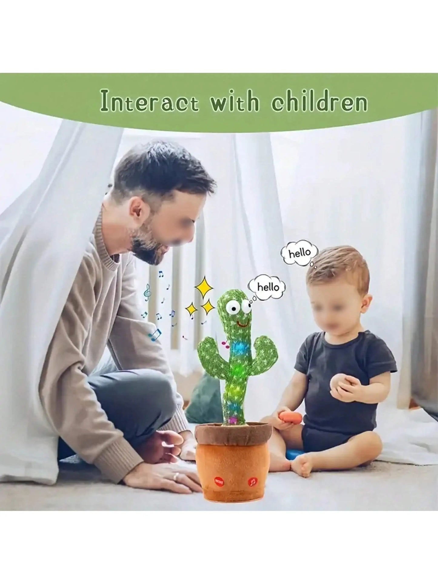 1pc-Dancing Talking Cactus Toys For Baby Boys And Girls, Singing Mimicking Recording Repeating What You Say Sunny Cactus Up Plus