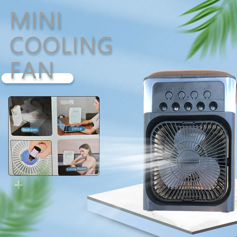 Portable Air Conditioners Cooler Water Fan USB Powered Mini Desktop Cooling Misting Fan LED Night Light New 3 In 1