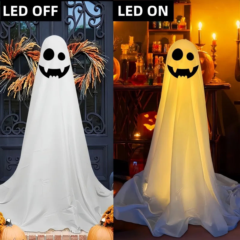 85CM Halloween Decor Light Strings Battery Front Porch Ghost Decorations Scary White Ghosts Stand Courtyard Halloween Decoration