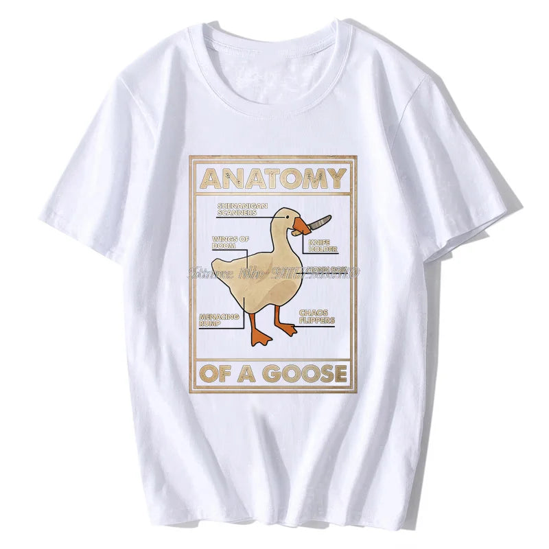 Anatomy Of A Goose Funny Duck Graphic Gaming Gamer Vintage Men's Black T Shirt Harajuku Gothic Men Tshirt Ullzang Streetwear Top