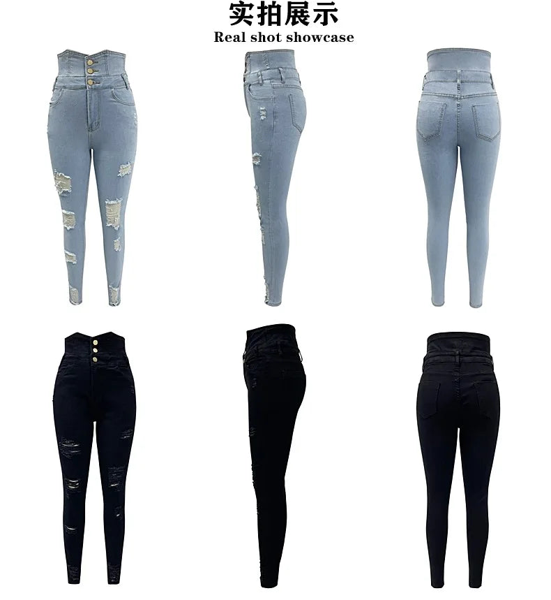 Pencil Pants Jeans Women Pencil Pants Bodycon High Waist Casual Long Pant Sheath Denim Trousers Tie Y2k Trouser Spring 2024