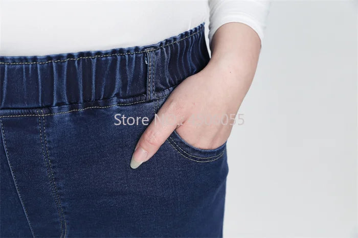 High Quality 130KG Lady Jeans 9XL Stretched Black Elastic Women Loose Trousers Plus Size Female Fit 8XL 6XL Girl Denim Pants