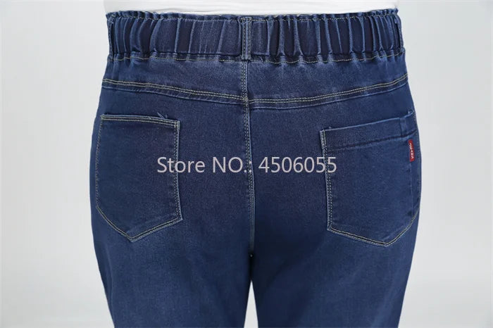 High Quality 130KG Lady Jeans 9XL Stretched Black Elastic Women Loose Trousers Plus Size Female Fit 8XL 6XL Girl Denim Pants