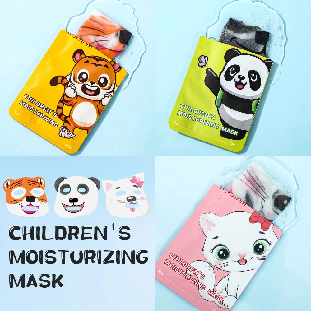 Animal Children's Sheet Mask (Pack of 5) Skincare Beauty Kids Spa Moisturize Face Masks For Birthday Party Gifts