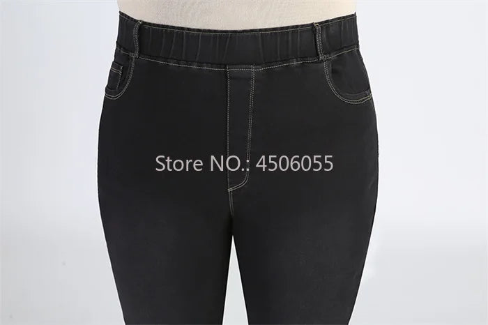 High Quality 130KG Lady Jeans 9XL Stretched Black Elastic Women Loose Trousers Plus Size Female Fit 8XL 6XL Girl Denim Pants