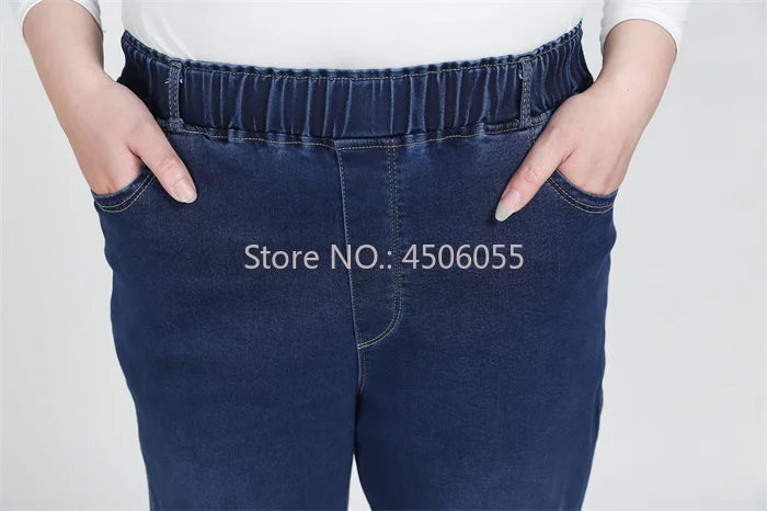 High Quality 130KG Lady Jeans 9XL Stretched Black Elastic Women Loose Trousers Plus Size Female Fit 8XL 6XL Girl Denim Pants